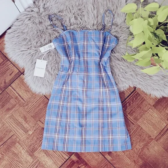 ARITZIA SUNDAY BEST Gerard Azurine Blue/White Plaid Dress NWT - Picture 9 of 16